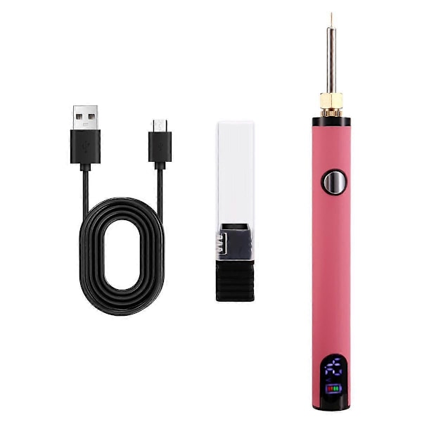 510 Gänga Batteri Cart Penna Elektrisk Lödkolv Svetsningskit Justerbar Spänning med Varm Tråd Rosa