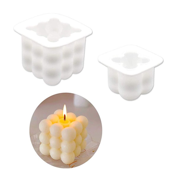 2 TK 3D Cub Wax Lett Gipsform Mold Firkantet Boble Dessert Form Mold DIY S