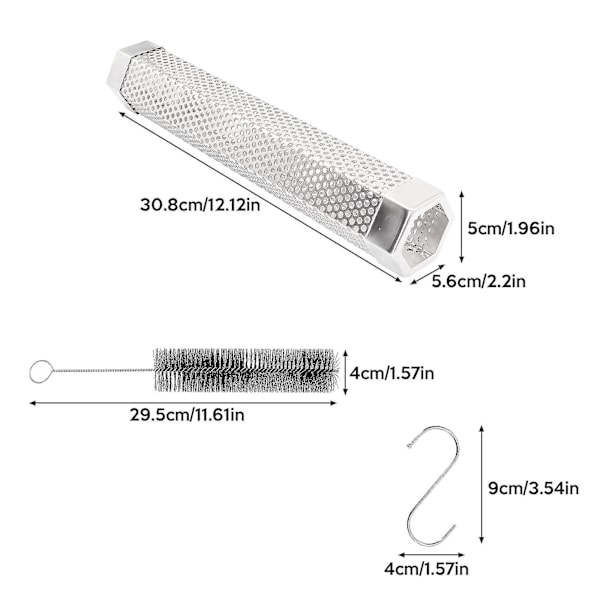 Pelletrøykstube 12 tommer Perforert Rustfritt Stål BBQ Trepelletrøykstube For Kald Eller Varmt Røyking - Sszfv
