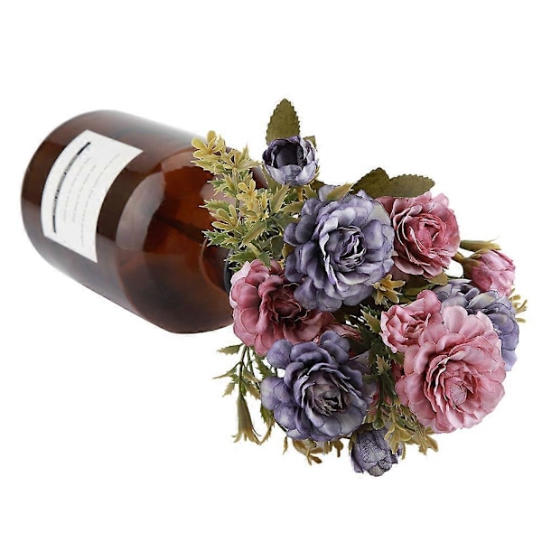 Konstgjorda Falska Blommor Ros Kamelia Bukettpaket Utomhusväxter Hemträdgård Bröllopsdekoration