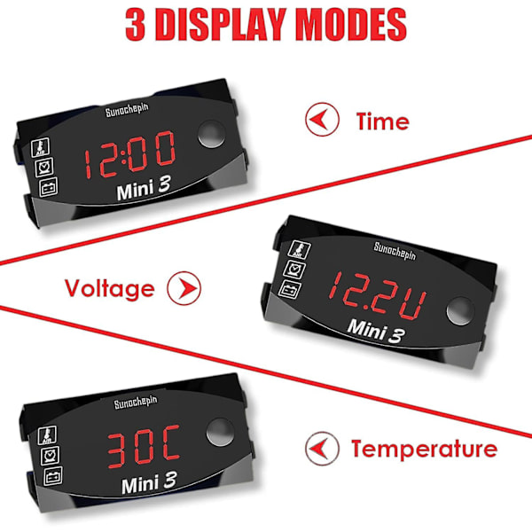 Universal Motorcykel Speedometer - Digitalt Ur Voltmeter Termometer