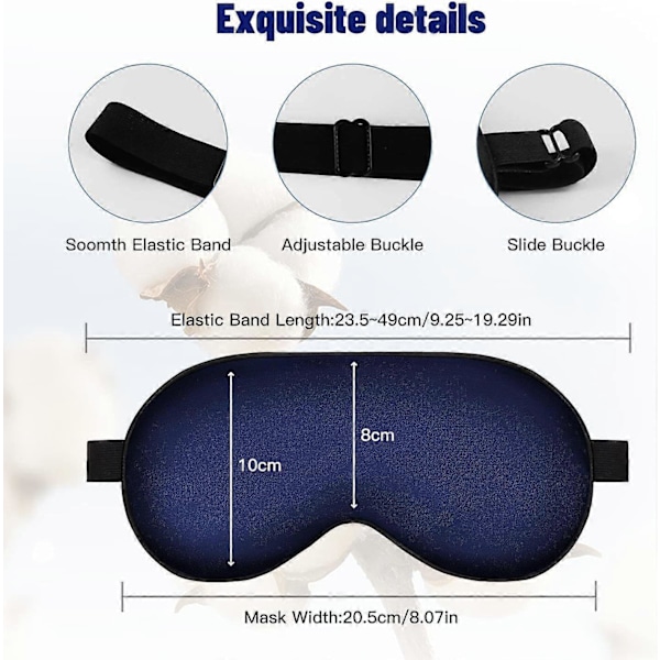 Sömnglasögon, Silkesögonmask för sömn med justerbar rem, Satin Blackout Sömnglasögon för män & kvinnor, Bekväm ögonbindel för natten