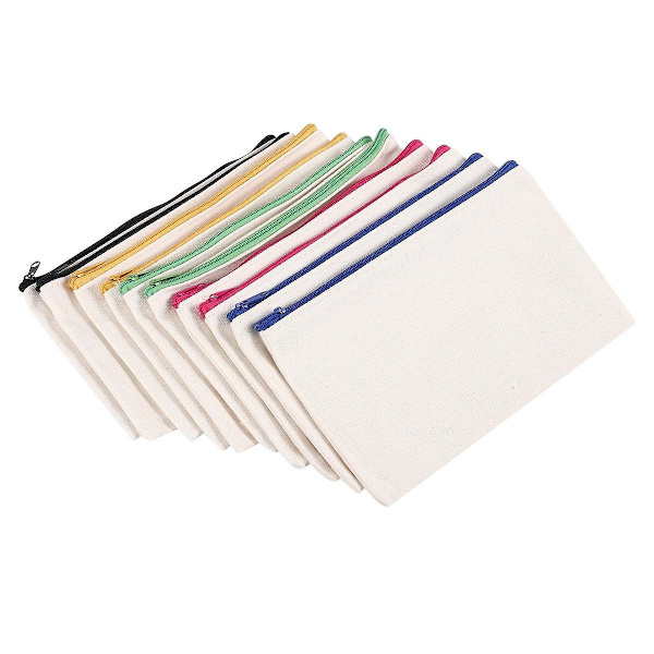 10 stk. Canvas Makeuptasker Canvas Lynlåssposer Blyantsæt DIY Håndværk Tasker til Rejser DIY Håndværk S