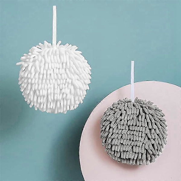 2-pak Chenille Håndkleball i Mikrofiber - Myk, Absorberende og Hengende