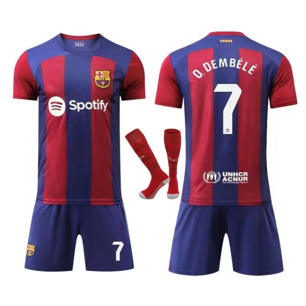 23/24 Barcelona hjemmefotballskjorte med sokker 7 0.DEMBELE 20
