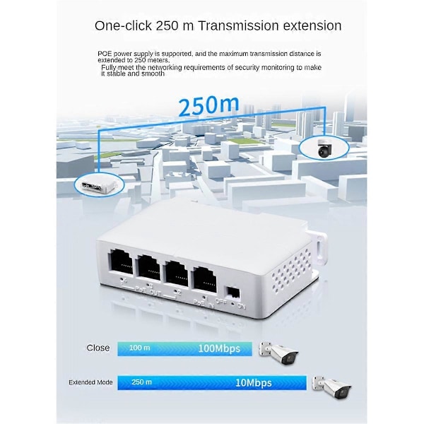 1 til 3 Port PoE Extender 10/100M Poe Repeater IEEE802.3Af for IP Overføring Extender for POE Switch NVR IP Kamera