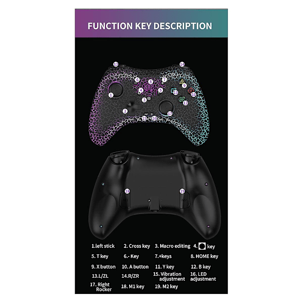 Trådløs Spilkonsol + Modtager til Switch/Android/Ios/Pc 6-akset Gyro Høj Præcision Joystick Rgb Bl
