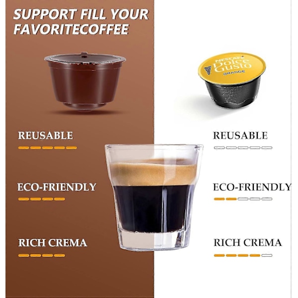 Kaffekapsler, Dolce Gusto Gjenfyllbare Kapsler, 4 Farger Gjenfyllbare Kaffekapsler Glass For Dolce Gusto Kaffemaskiner Med Skje