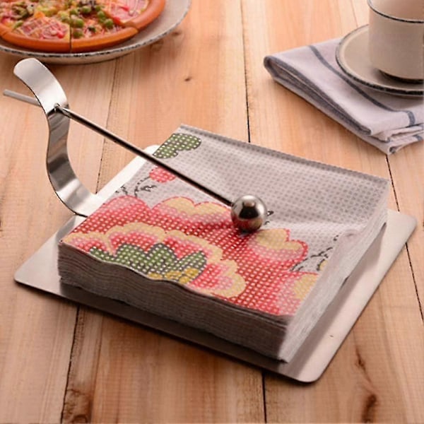 Serviettholder i rustfritt stål, 17 x 16,5 x 11,7 cm Metall Serviettdispenser Serviettboks Papirserviettholder