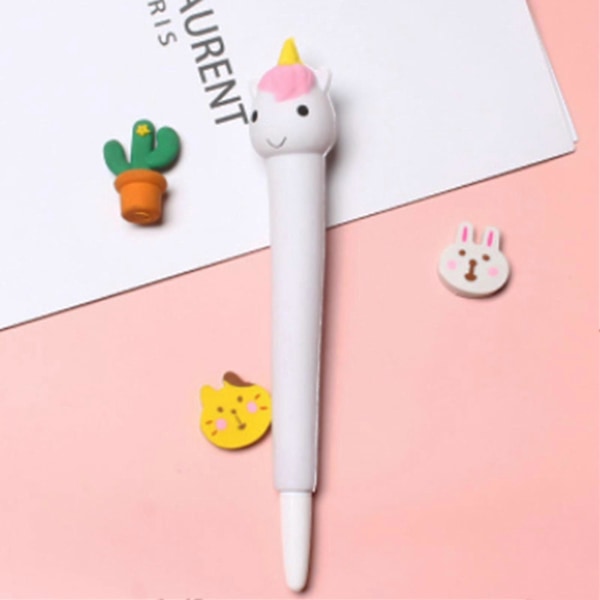 Kawaii Enhörning Gelbläckpenna - Mjuk Squishy Design för Stresslindring och Smidig Skrift - Perfekt för Skolmaterial och Julklappar