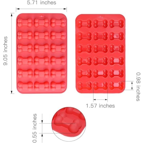 Sett med 4 non-stick silikonformer for choklad, godis, gelé, isbitar, hundgodis, hundtassar og benformar