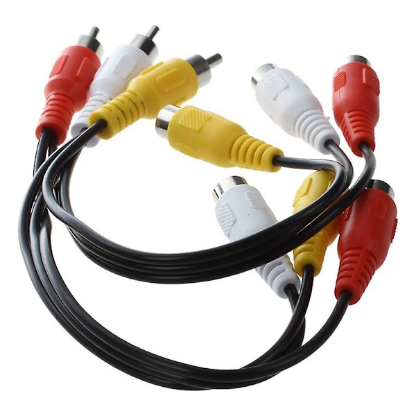 Ny 3 RCA Han-kontakt till 6 RCA Hon-kontakt Splitter Audio Video AV Adapterkabel