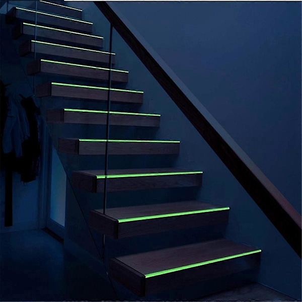 Glødende tape i mørket - Lysende, luminescerende nødbånd for sikkerhet - Markører for trapper, vegger og trinn
