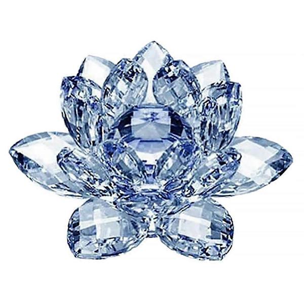 Blå Krystal Blomster Ornamenter Krystal Lotus Indretning Krystal Glas Lotus Ornamenter Creat