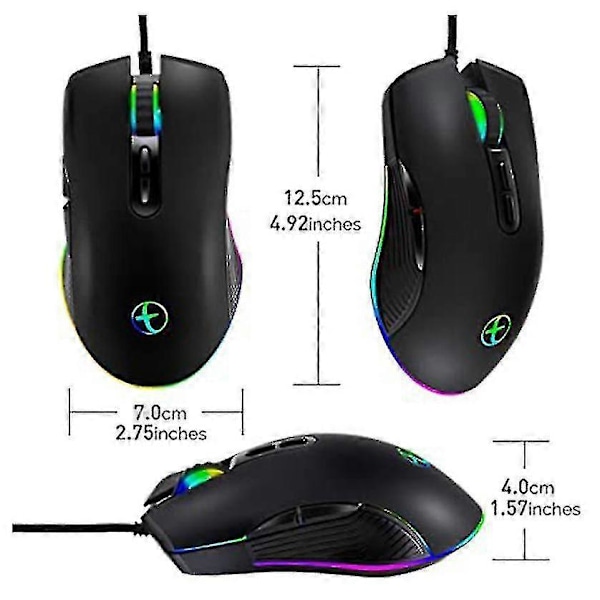 USB-C Mus Type C Ergonomisk Trådbunden Mus RGB Spelmus Optisk Mus - YUHAO