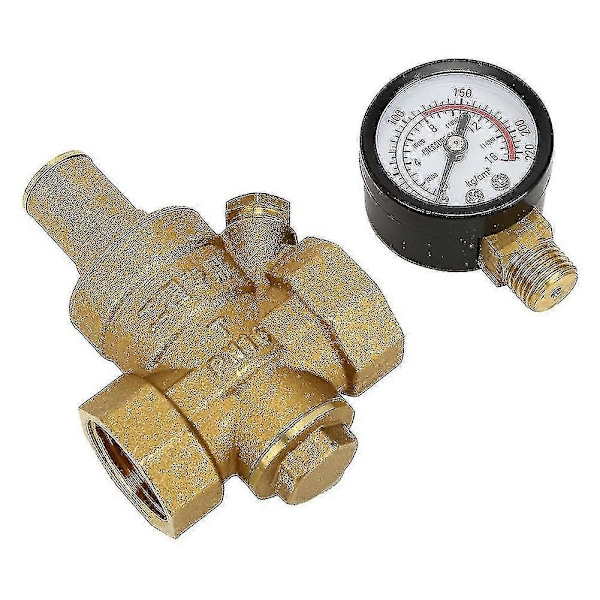 Dn25 Justerbar Vattentryckreducerande Regulator, Mässing Vattentryckreduceringsventil + Manometer Vattentryckmätare (dn25)