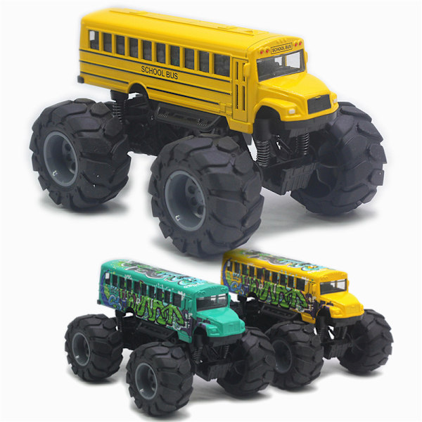 Skolbuss monstertruck diecast 1:43 gul leksaksbilmodell metall dra tillbaka leksak fordon for barn Yellow