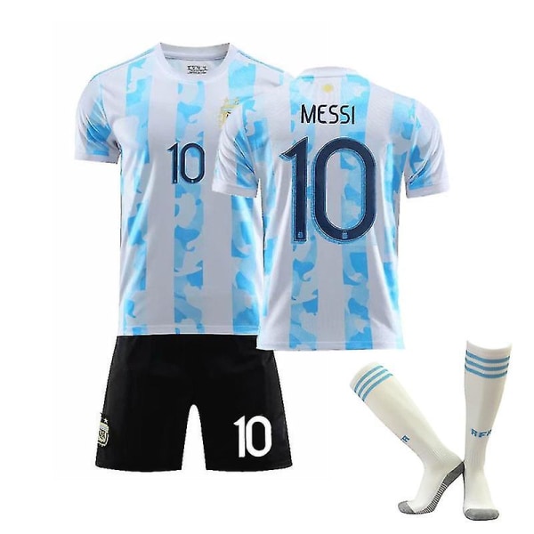 Fotbollssats för barn Fotbollströja T-shirtsats för träning 21/22 20 21 Barcelona Third Messi 10 20 21 Argentina Messi 10 Kids 24 (130-140CM)