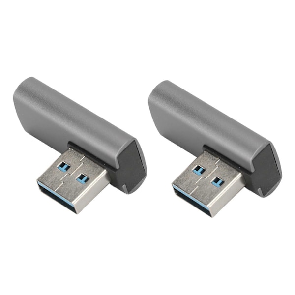 2 st USB3.0 Han till Hona Adapter 10 Gbps Snabb Värmeavledning Liten Bärbar 90 Graders USB-adapter för Hem Kontor