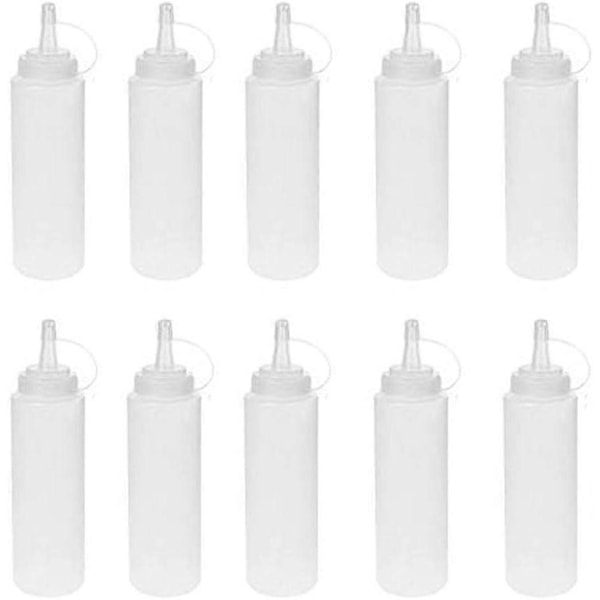 10 st 8oz 240ml Ketchupflaskor, Flerfunktions Ketchupflaskor, Läckfria, BPA-fria för Hem & Restaurang Evenemang Ketchup-Senap, Mayo, Heta Såser, Oliver (Transparent)