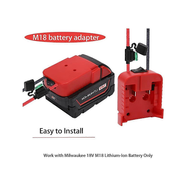 Batteriadapter med inbyggd säkringsbrytare 30A Säkringar Set Power Wheel Adapter för Milwauke 18V till Doc