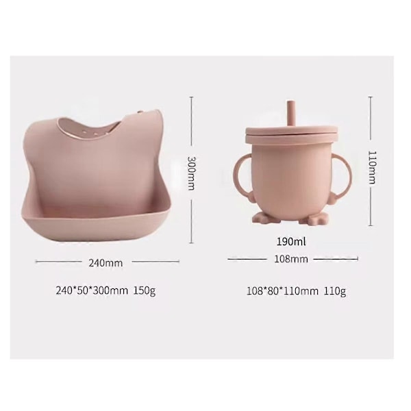 Barnservis Set Baby Kompletterande Mat Träning Silikon Servis Baby Sugkoppar Skålar Babyprodukter B