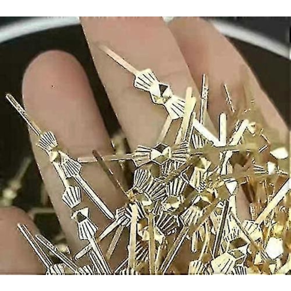 100-pack 33mm Chandelier Lampdelsförbindelser Chlips Bowtie Pins för Fästning av Kristaller Pärlor Chandelier Ersättningar Belysningstillbehör (go