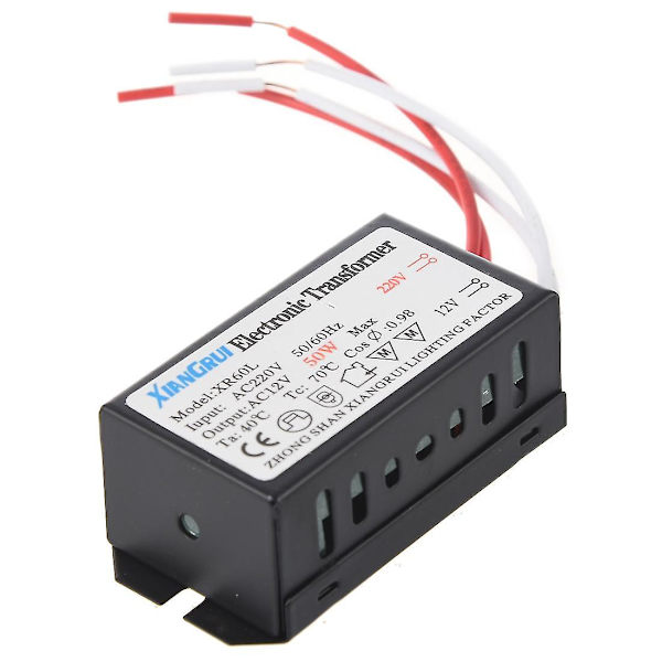 Elektronisk Transformator för Halogenlampa 200-250V till 12V 50W