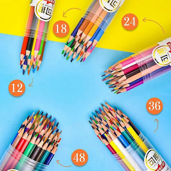 12 farver vandopløselige A1Color farveblyanter viskelæder trekantstang farvet blyant børnehave skoleelever graffiti tegning pen papirstation