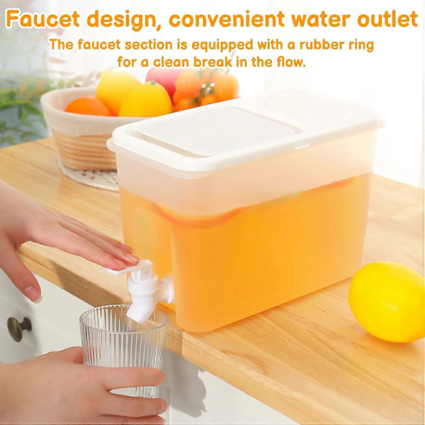 4L Dryckdispenser med Kran, Kylskåpsdryck Vattendispenser med Läcksäker Kran Plast Kall Dryck Juice Dryckdispenser Kanna för Festdryck, J