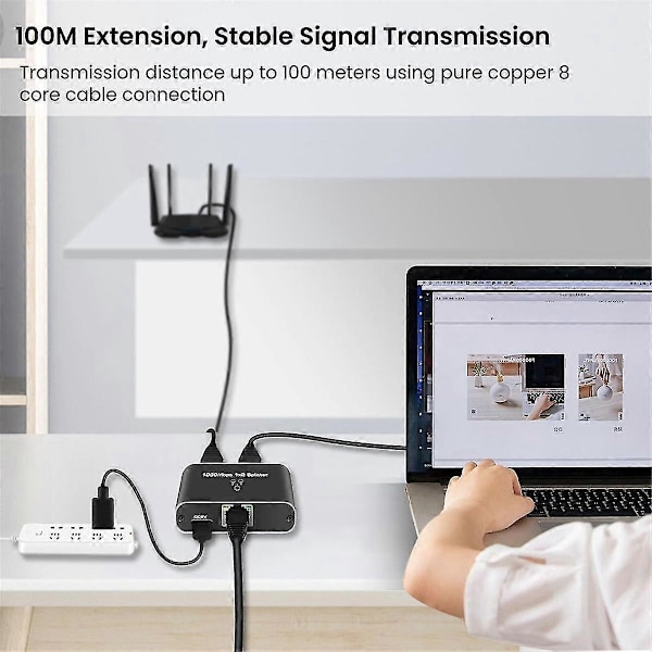 5-ports Gigabit Ethernet-switch med USB-strömkabel, 1000 Mbps Ethernet-delare 1 till 4 ut, kompatibel