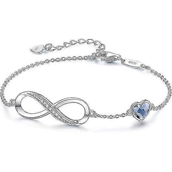 Infinity-rannekorut naisille, Sterling Silver 925 -rannekoru säädettävä naisten rannekoru, Infinity Love Heart -naisten rannekorut, hopearannekoru