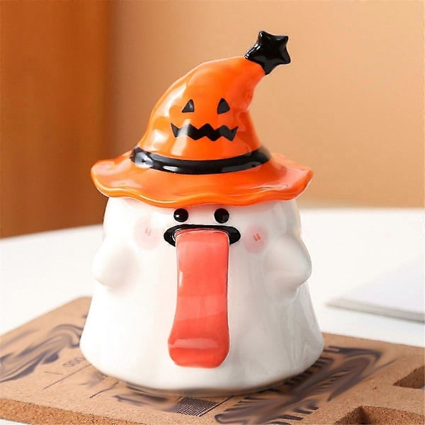 Halloween Mugg med Häxhattlock, Söt Originell Mugg med Utsträckt Tunga, Nyskapande Halloween Keramisk Temugg