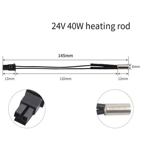 For Prusa MK4 24V 40W Varmelegeme Termometer Ledning og Opvarmningsblok Sæt til 3D Printer Ekstruder Dele