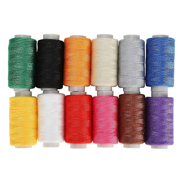 12-pack Sytrådssats Färgglada Polyester Broderiverktyg Handgjorda DIY Stickningstillbehör