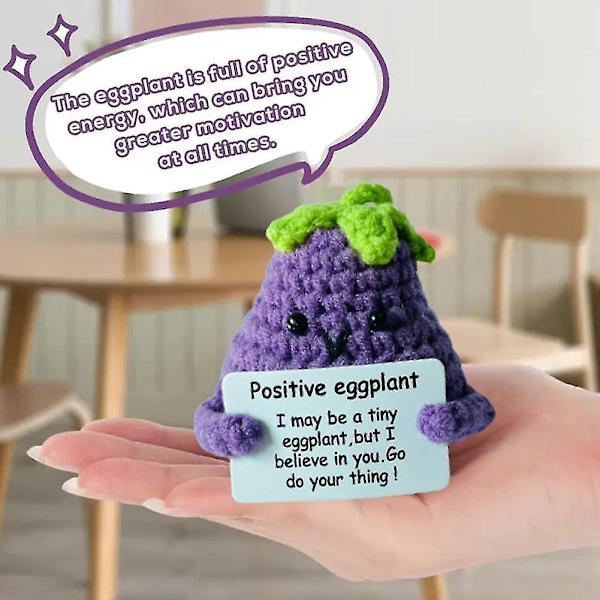 Rolig Positiv Potatis Söta Ull Stickad Docka Med Positivt Kort Positivitet