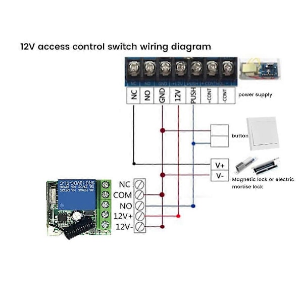 433 MHz RF Trådløs Brytermottaker DC 12V Enkelt Relé Mottakermodul med 2 stk. Universelle Trådløse