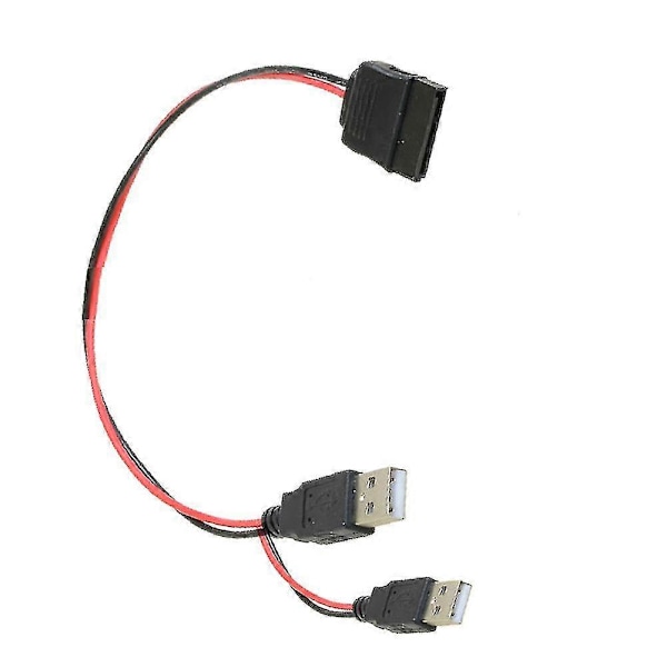 Dubbel USB till SATA 15-stifts adapterkabel strömkabel för 2,5 SATA hårddisk