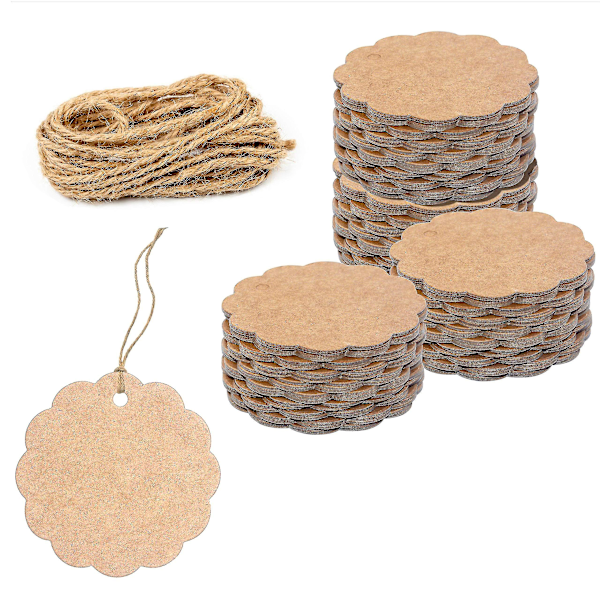 Presentpapperslappar, 100 st Kraftpapper Skalformade Etiketter, Prislappar, Märkningslappar, För DIY-Hantverk Presentinslagning