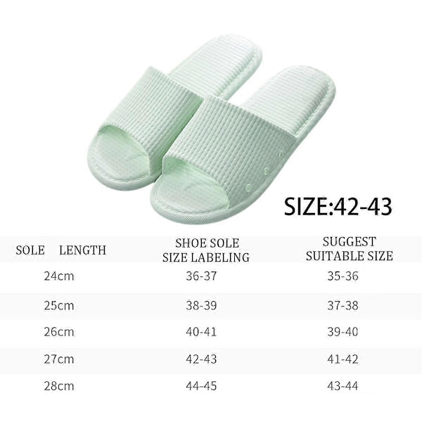 Gröna 4243 Storlek (för 4142) Badtofflor Unisex Halksäkra Duschsandaler Sommar Inomhus Mjuka Tysta Tofflor