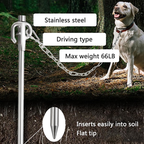 Hundepæl for hagen 360° Svingbar, Heavy Duty Hundepæl, Rustbestandig, Rustfritt Stål, Jordsanker Hundepæl for hagen