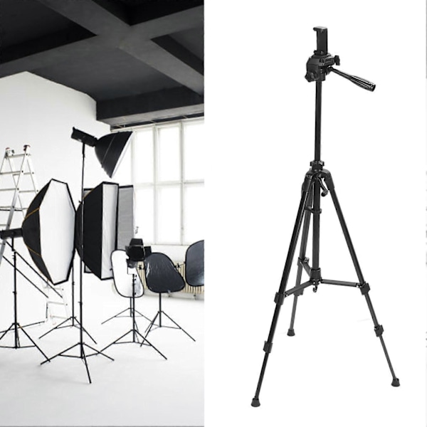 55 tum Bärbar Tripod Vikbart Stabilt 1/4 Skruv Kameragolvstativ för Telefonprojektor