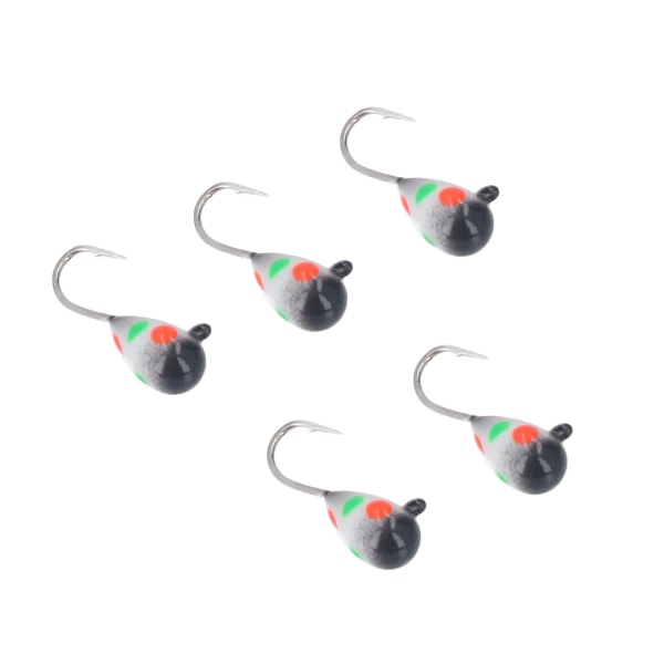 YO 5PCS Isfiske Krokar Hög Kolstål 4MM Fiske Jiggar Beten Set för Utomhus Abborrfiske