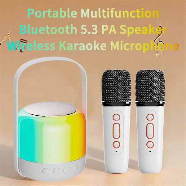 RGB-belyst Bluetooth 5.3-högtalare med trådlösa dubbla mikrofoner Karaoke-maskin KTV-system 3D HIFI S