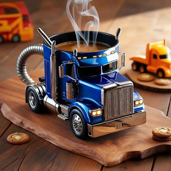 Håndlavet Lastbil Kaffe Kops, 11 oz Semi-trailer Formet Keramik Kaffe Kops, Semi-trailer Kaffe Kops White