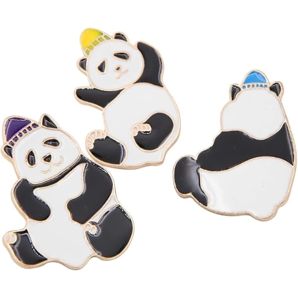 3-pack tecknad akrobatisk panda emaljbrotsch, unisex nål, kläder väska ryggsäck jacka hatt dekoration