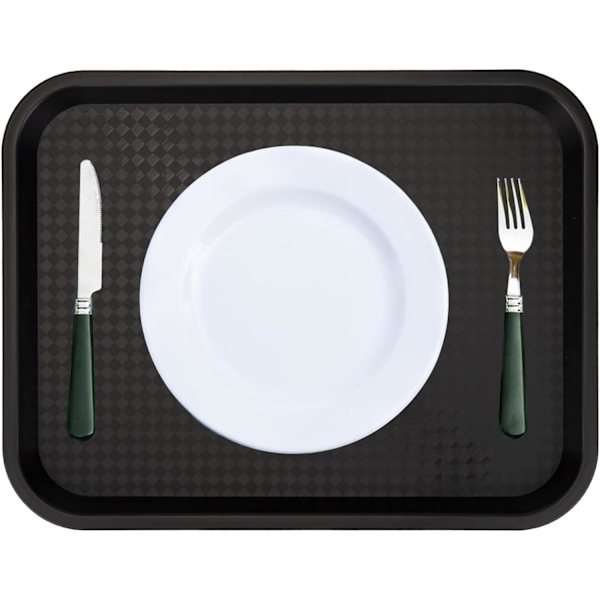 Hurtigmatbrett, 35 x 26,7 cm Plast Restaurantbrett for kaffebord, kjøkken, fest, svart