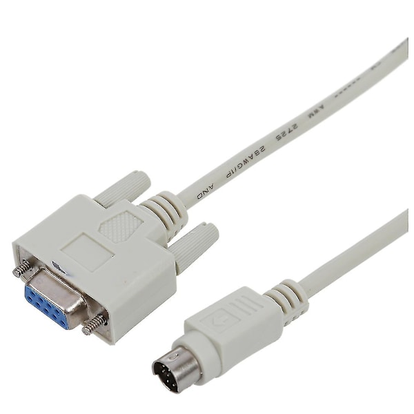 Db9p till 8p Mini Din RS232 Nedladdningskabel Vit 2,5m för PLC DVP-EH