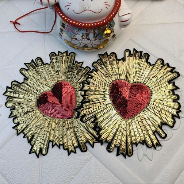 Broderte blomsterlapper med gradientmønster, hudvennlig stoff, DIY-sylapper, stryke-på-lapper