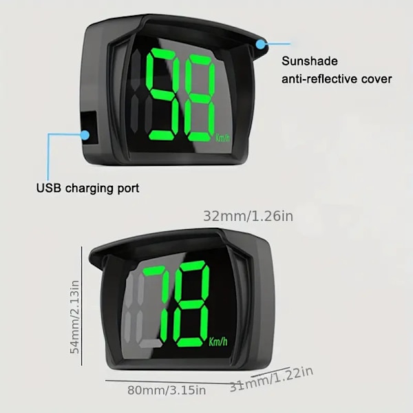 Nyaste GPS HUD Digital Hastighetsmätare Plug and Play Alla Bilar Stor Font Kmh Biltillbehör